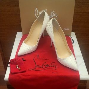 Authentic Christian Louboutin Batignolles Python White Snakeskin Pumps